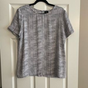 Women’s Black and White Worthington Blouse, Short Sleeve, Size L